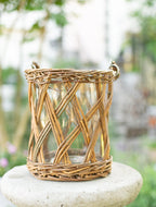 Linden Glass and Wicker Vase