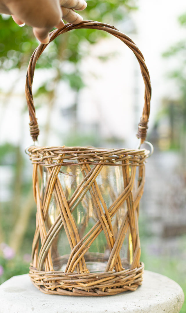 Linden Glass and Wicker Vase