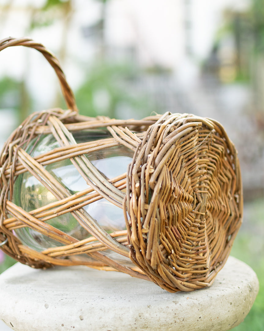 Linden Glass and Wicker Vase
