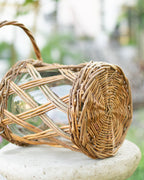 Linden Glass and Wicker Vase