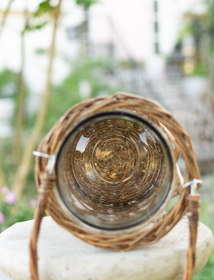 Linden Glass and Wicker Vase