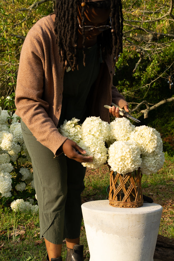 Linden Glass and Wicker Vase