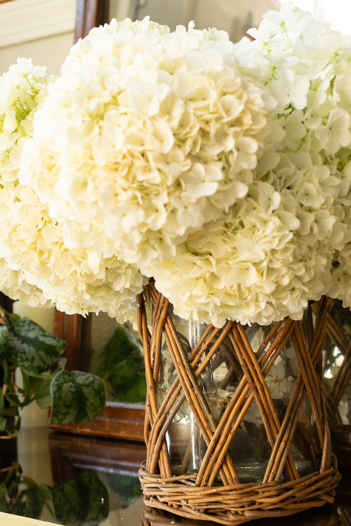 Linden Glass and Wicker Vase