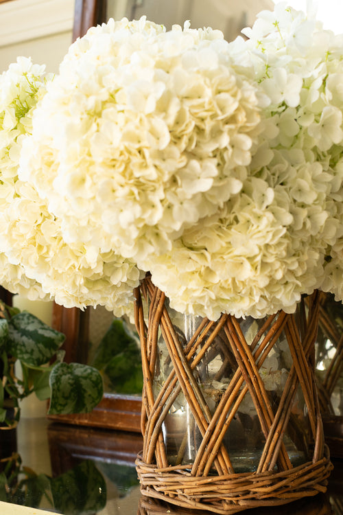Linden Glass and Wicker Vase