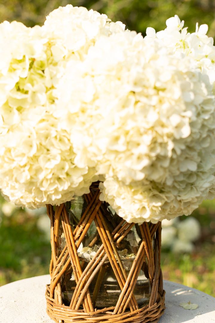 Linden Glass and Wicker Vase