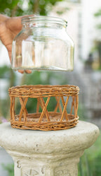 Willow Glass & Wicker Vase