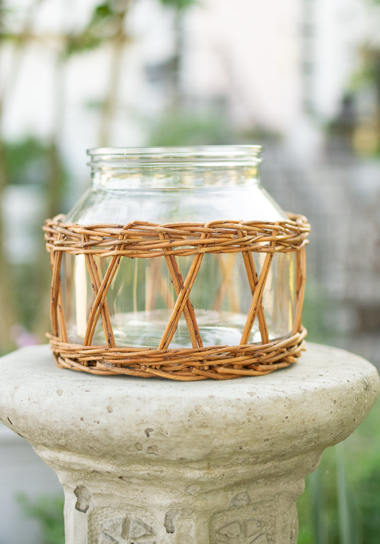 Willow Glass & Wicker Vase